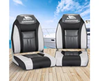 Seamanship 2X Folding Boat Seats Marine Seat Swivel High Back 12cm Padding Black