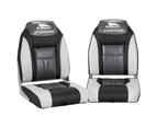 Seamanship 2X Folding Boat Seats Marine Seat Swivel High Back 12cm Padding Black