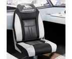 Seamanship 2X Folding Boat Seats Marine Seat Swivel High Back 12cm Padding Black