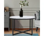 Artiss Coffee Table Round 70CM Marbel Effect