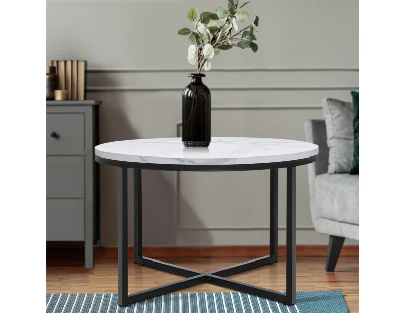 Artiss Coffee Table Round 70CM Marbel Effect