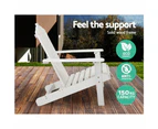 Gardeon 2PC Adirondack Outdoor Table and Chair Wooden Beach Chair Patio Furniture White