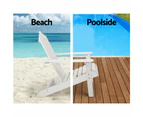 Gardeon 2PC Adirondack Outdoor Table and Chair Wooden Beach Chair Patio Furniture White