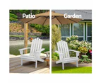 Gardeon 2PC Adirondack Outdoor Table and Chair Wooden Beach Chair Patio Furniture White