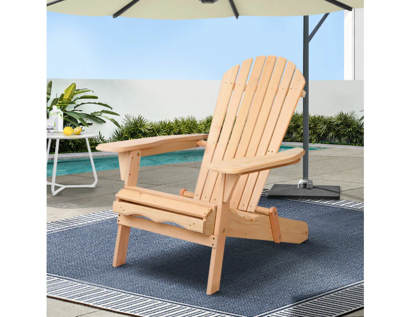 Gardeon Adirondack Outdoor Chairs Wooden Beach Chair Patio Furniture Garden Natural