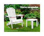 Gardeon 3PC Adirondack Outdoor Table and Chairs Wooden Foldable Beach Chair White