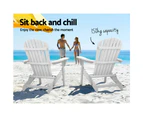 Gardeon 3PC Adirondack Outdoor Table and Chairs Wooden Foldable Beach Chair White