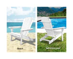 Gardeon 3PC Adirondack Outdoor Table and Chairs Wooden Foldable Beach Chair White