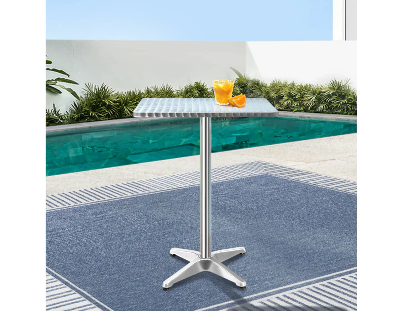 Gardeon Outdoor Bar Table Adjustable Aluminium Square 70/110cm