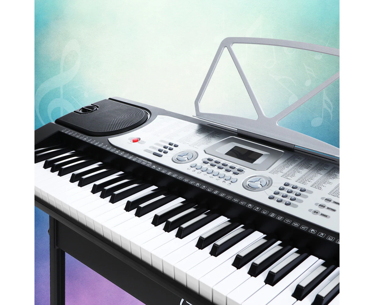 Alpha 61 Keys Electronic Piano Keyboard Digital Electric w/ Stand Beginner Silver