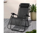 Gardeon Zero Gravity Chair Folding Outdoor Recliner Adjustable Sun Lounge Camping Black