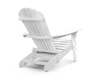 Gardeon 3PC Adirondack Outdoor Table and Chairs Wooden Sun Lounge Beach Patio White