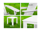 Gardeon 3PC Adirondack Outdoor Table and Chairs Wooden Sun Lounge Beach Patio White