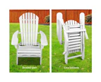 Gardeon 3PC Adirondack Outdoor Table and Chairs Wooden Sun Lounge Beach Patio White