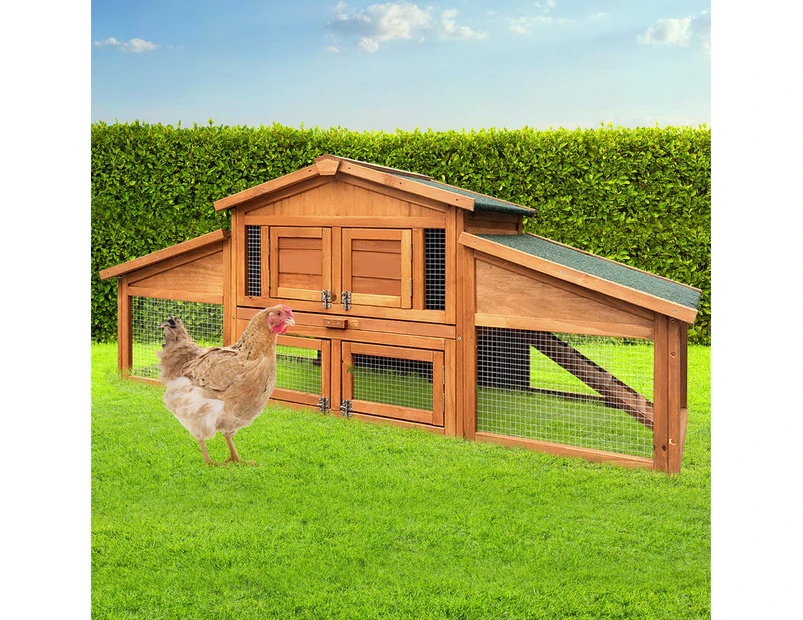 i.Pet Chicken Coop Rabbit Hutch 169cm x 52cm x 72cm Large House Outdoor Wooden Run Cage