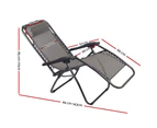 Gardeon 2PC Zero Gravity Chair Folding Outdoor Recliner Adjustable Sun Lounge Camping Grey