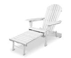 Gardeon Adirondack Outdoor Chairs Wooden Foldable Sun Lounge Patio Furniture White