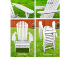 Gardeon Adirondack Outdoor Chairs Wooden Foldable Sun Lounge Patio Furniture White