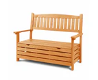 Gardeon Outdoor Storage Bench Box Wooden Garden Chair 2 Seat Timber Furniture
