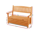 Gardeon Outdoor Storage Bench Box Wooden Garden Chair 2 Seat Timber Furniture