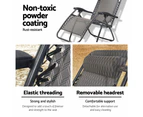 Gardeon Zero Gravity Chair Folding Outdoor Recliner Adjustable Sun Lounge Camping Grey