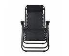 Gardeon 2PC Zero Gravity Chair Folding Outdoor Recliner Adjustable Sun Lounge Camping Black