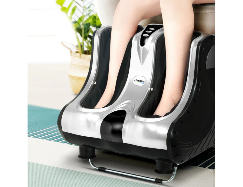 Livemor Foot Massager Massagers Shiatsu Electric Roller Ankle Calf Leg Kneading Silver