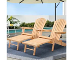 Gardeon 2PC Adirondack Outdoor Chairs Wooden Sun Lounge Patio Furniture Garden Natural