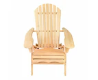 Gardeon Adirondack Outdoor Chairs Wooden Beach Chair Patio Furniture Garden Natural Set of 2