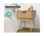Artiss Bedside Tables Rattan Drawers Side Table Storage Cabinet Wood Nightstand