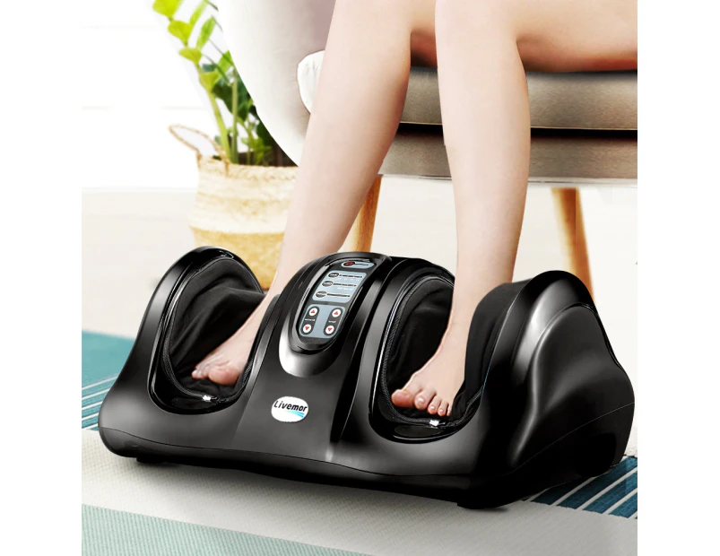 Livemor Foot Massager Shiatsu Massagers Electric Remote Roller Kneading Black