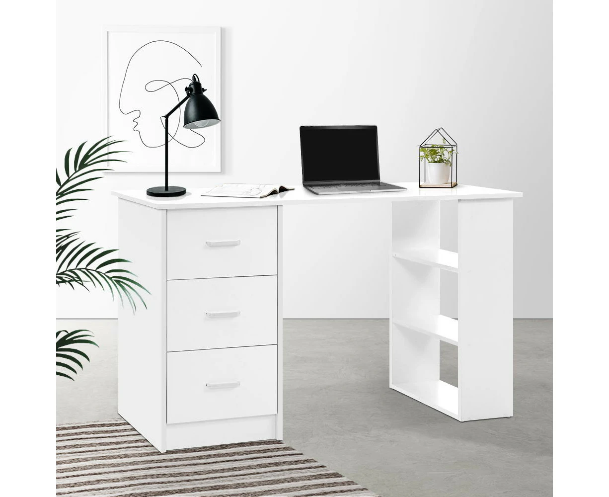 Artiss Computer Desk Drawer Shelf Cabinet White 120CM