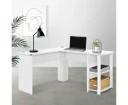 Artiss Computer Desk Shelf L-Shape White 136CM