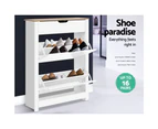 Artiss Shoe Cabinet Shoes Organiser Storage Rack Drawer Shelf 16 pairs White
