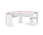 Artiss Computer Desk Shelf L-Shape White 136CM