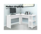 Artiss Computer Desk Shelf L-Shape White 136CM