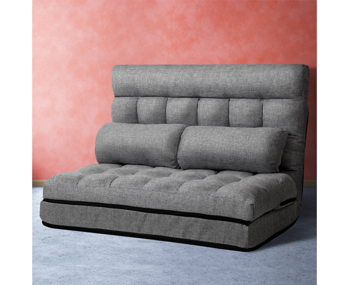 Artiss Lounge Sofa Bed 2-seater Grey Fabric