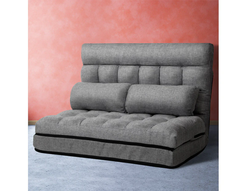 Artiss Lounge Sofa Bed 2-seater Grey Fabric