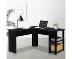 Artiss Computer Desk Shelf L-Shape Black 136CM