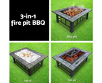 Grillz Fire Pit BBQ Grill Ice Bucket 3-In-1 Table