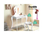 Keezi Kids Dressing Table Stool Set Vanity Mirror Princess Children Makeup White