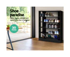 Artiss Shoe Cabinet Shoes Organiser Storage Rack 30 Pairs Black Shelf Wooden