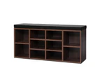 Artiss Shoe Rack Cabinet Bench 10 Cubes - Walnut