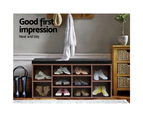 Artiss Shoe Rack Cabinet Bench 10 Cubes - Walnut