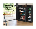 Artiss Shoe Rack Cabinet 21 Pairs Adjustable Shelves Black Clair