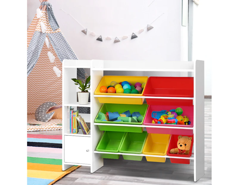 Keezi Kids Toy Box 8 Bins Bookshelf Storage Rack Organiser Toy Display