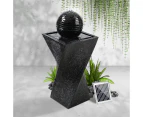 Gardeon Solar Water Feature Twisted Fountain LED Light Bird Bath 85CM Black