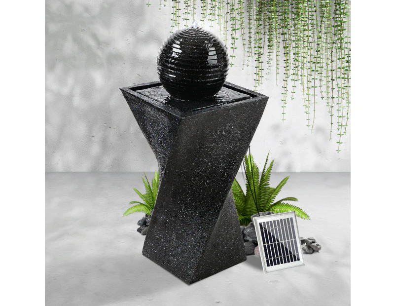 Gardeon Solar Water Feature with LED Lights Black 85cm