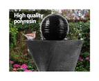 Gardeon Solar Water Feature Twisted Fountain LED Light Bird Bath 85CM Black