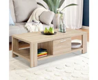 Artiss Coffee Table 1 Drawer Oak Maxi